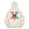 Khc0149 X-Skull Fleece Hoodie - Cream