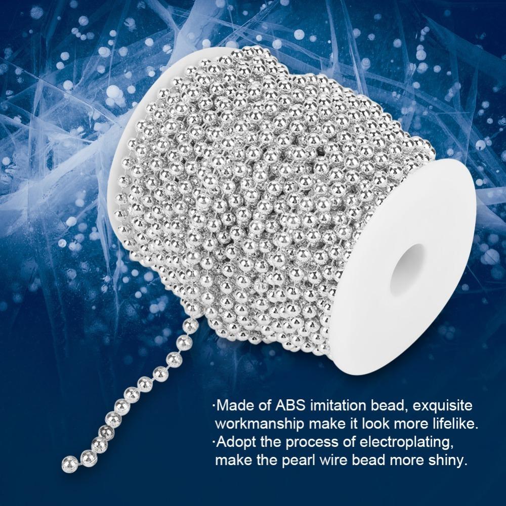 Filo di Ghirlanda di Perle Colore Argento Dimensione 6mm Decorazione Matrimonio Fai da Te Centrotavola Matrimonio