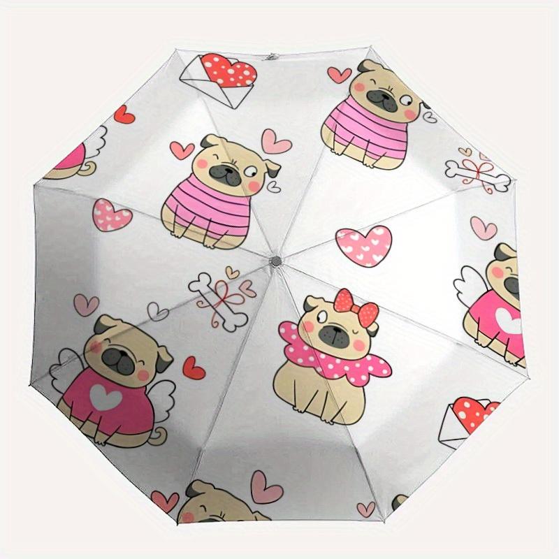 

1pc Pug Love Automatic Folding Umbrella, Portable & Foldable Design with 8 Ribs, Casual Outdoor Accessory yy250805090