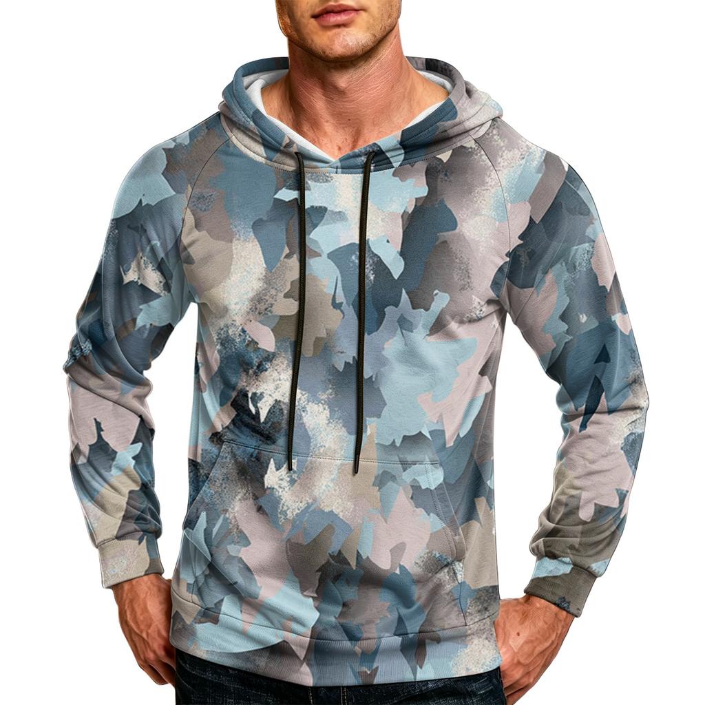 Men's Color Relaxed Fit Hoodie with Pocket and Drawstring