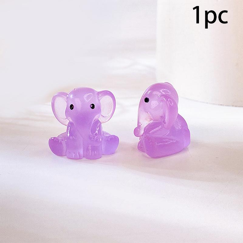 

1 шт. милые фигурки своими руками, украшение стола, светящиеся миниатюры из смолы, сидящий слон, светящийся ночью, аксессуары для сада фей фиолетовый