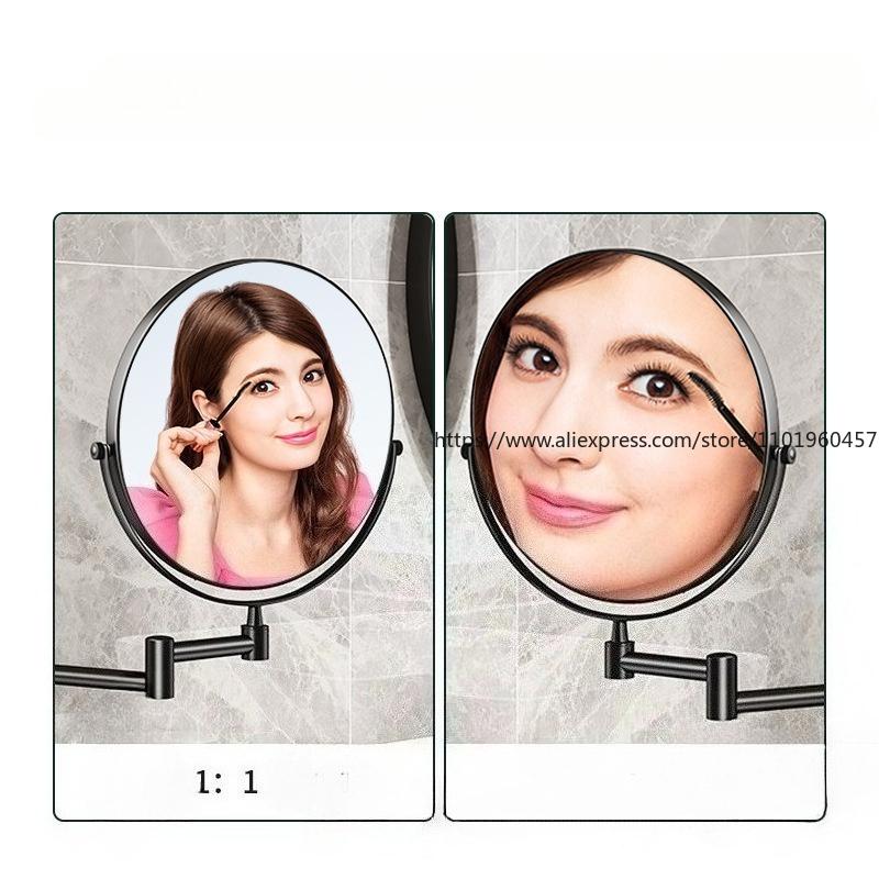 Bathroom Makeup Mirror Folding Telescopic Wall-mounted Beauty Mirror Double-sided High Definition Beauty Without Punching