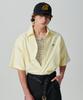 BEYOND CLOSET [Collection Line] Ny Logo Detail Oxford Short Sleeve Shirt Yellow