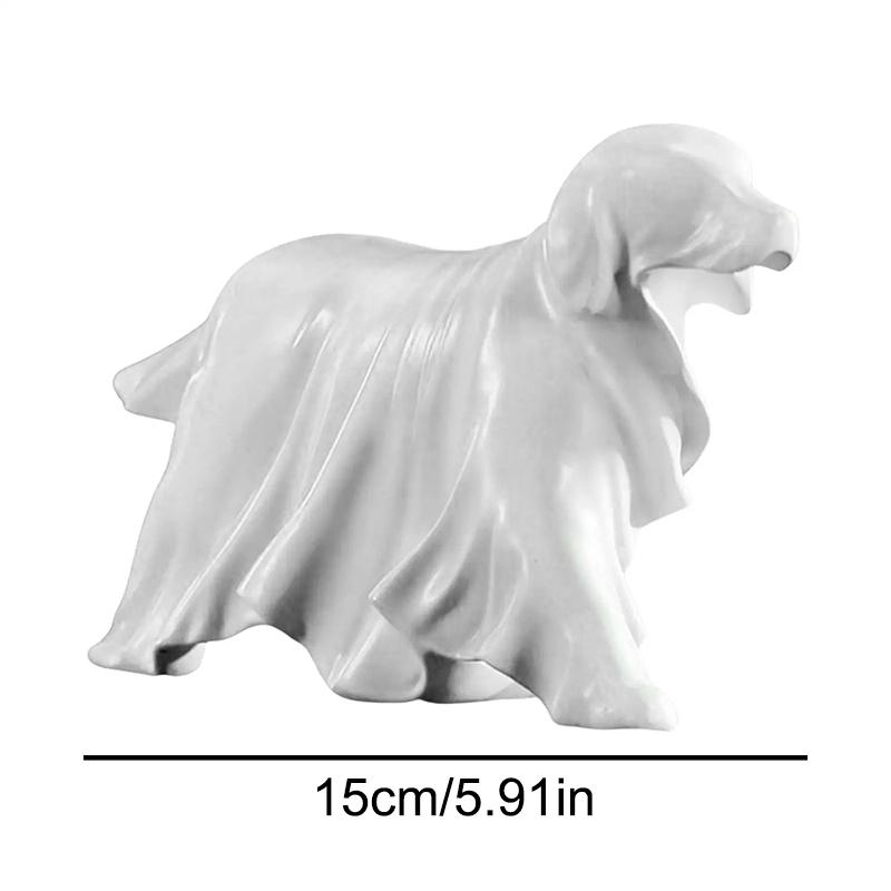 Luminous Ghost Dog Statue Ghosts Walking Dog Figurine Halloween Decoration Resin Ornament Home Festival Party Decoration