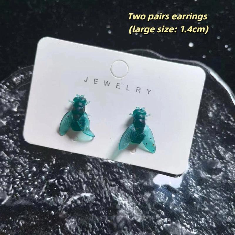 2 páry Personalizované Kreativní Mini Simulované Náušnice s mouchami Pro Muže Ženy Vtipné Abstraktní Niche Šperky Doplňky Dárek pro pár
