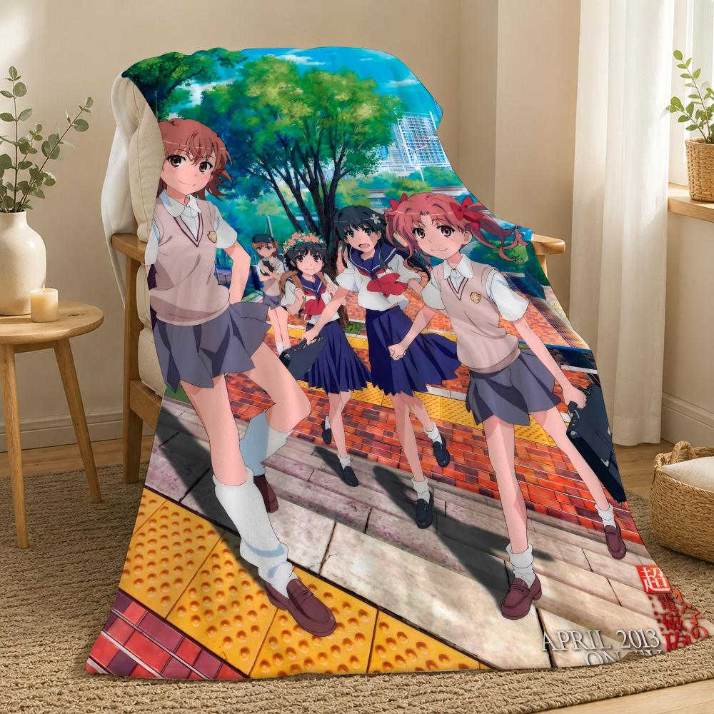 A Certain Scientific Railgun Anime Throw 240g flannel blanket, suitable for sofas, beds, offices, exquisite gift blankets