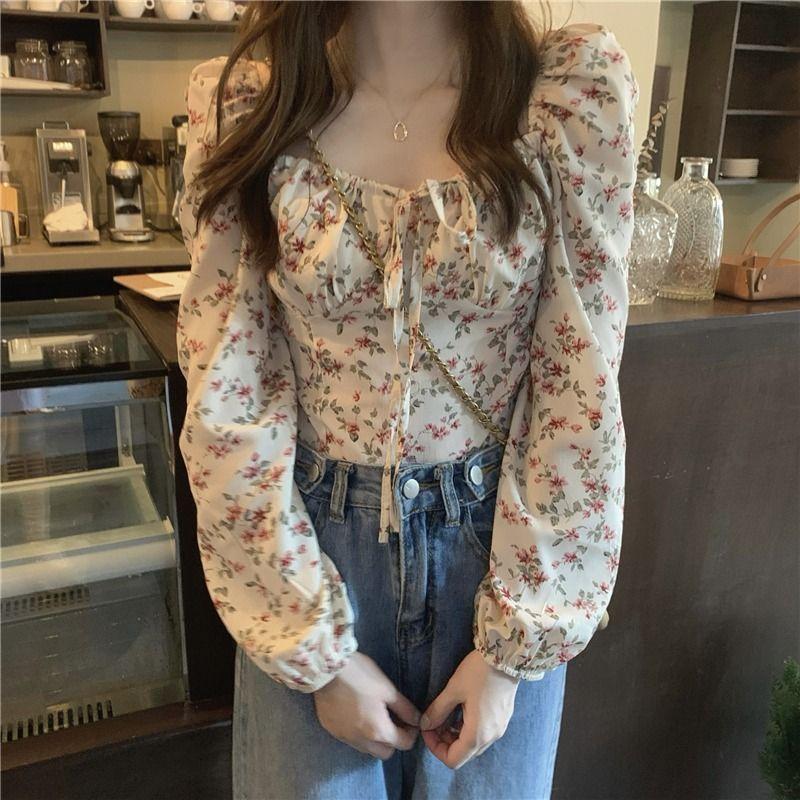 

Spring and Autumn New Style Puff Long Sleeve Top French Shirt 4XL абрикосовий