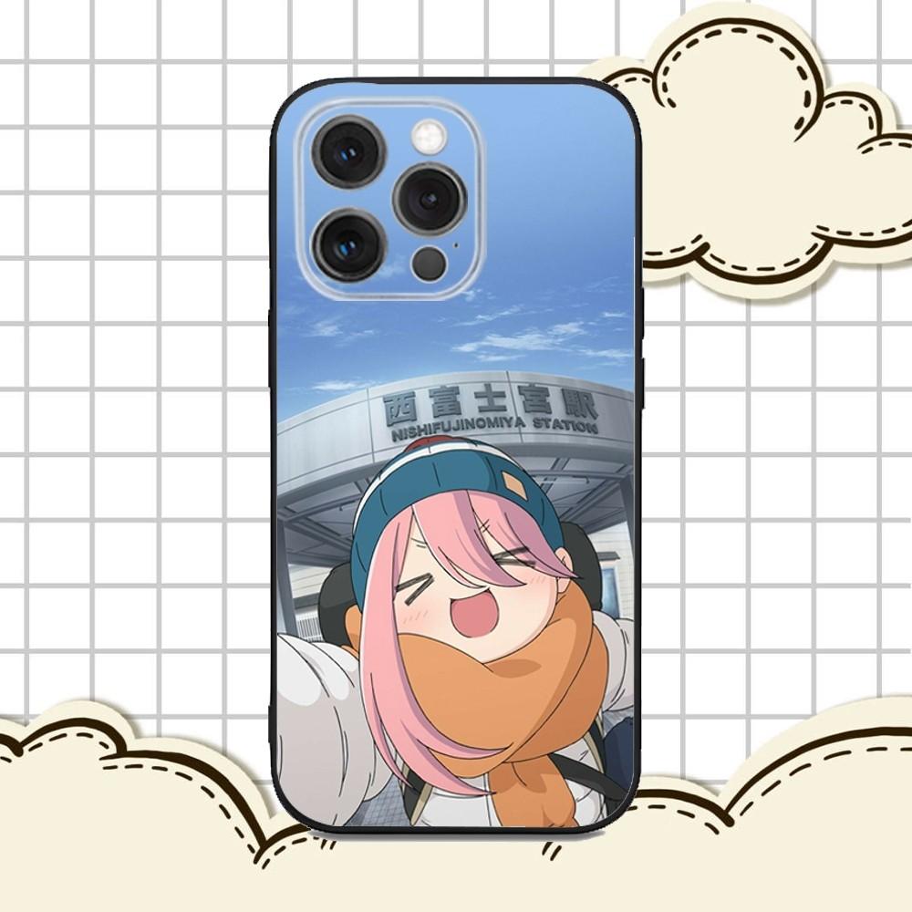 Y-Yuru C-Camp Anime Phone Case For iPhone 16e,16,15,14,13,12,11,Pro,X,XS,Max,XR,Plus,Mini Soft Black Cover