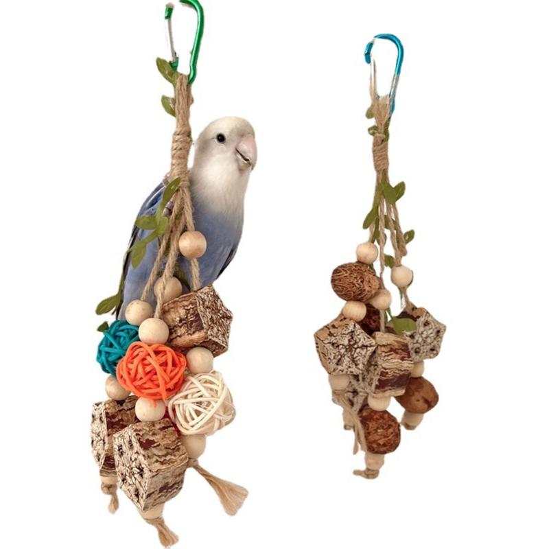 Hanging Bird Bite Chewing Toy Small Parrot Hanging Parrot Cage Toy Natural Grass Pet Bite Resistances Molar Supplies