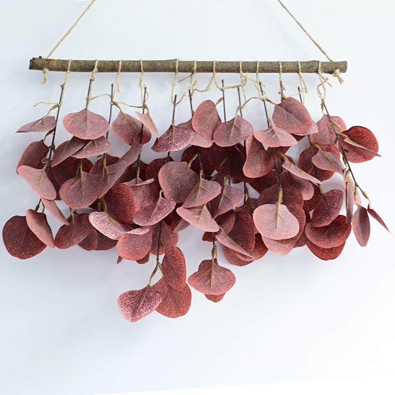 Log Wall Hanging Simulation Green Plant Eucalyptus Leaf Simulation Leaf Hanging Down Home Hotel Wall Decoration Hanging Jewelry
