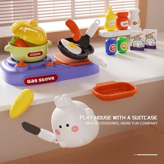 Kids Role Play Suitcase 3-in-1 Pretend Play Set with Mini Kitchen Doctor