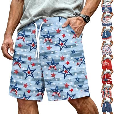 Men's Independence Day Printed Casual Drawstring Waist Shorts