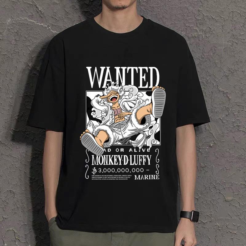 Japanese ONE PIECE Nika Luffy Anime Peripheral Short Sleeve Tops Male Autumn Teen Student Crew Neck T-Shirt Graphic T Shirts