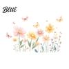 Boho Style Flower Wall Decor 2Pcs Watercolor Flowers Sticker PVC Waterproof Floral Decal with Butterflies Removable Decorative Decals for