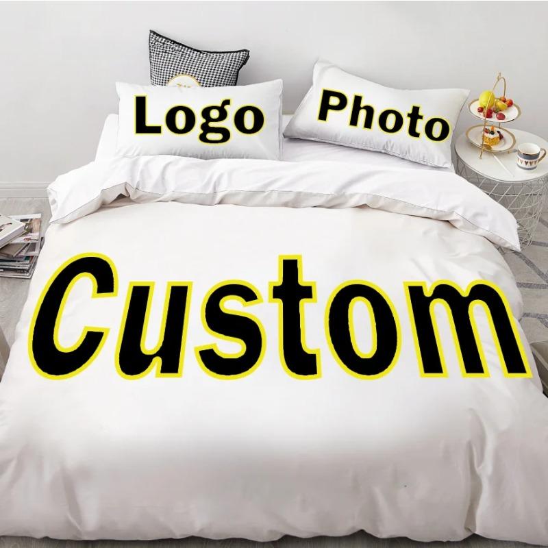 100% Pure Cotton Personalized Gift Bedding Set 3Pcs - Valentine/Wedding/Christmas Custom Print