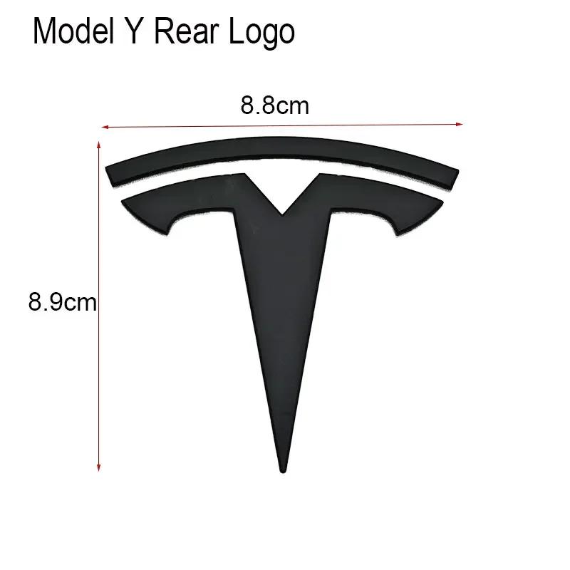 Car Sticker Tesla 2Pcs 3D ABS Black Chrome Red Carbon Car Front Hood Emblem Rear Trunk Badge Sticker For Tesla 3 Y Decals Access