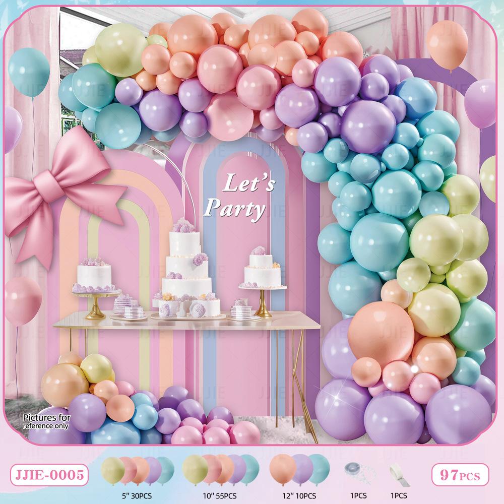 Anniversary Opening Engagement Wedding Black Gold Balloon Chain Set Birthday Wedding Decoration Balloon Chain Arch Background Wall