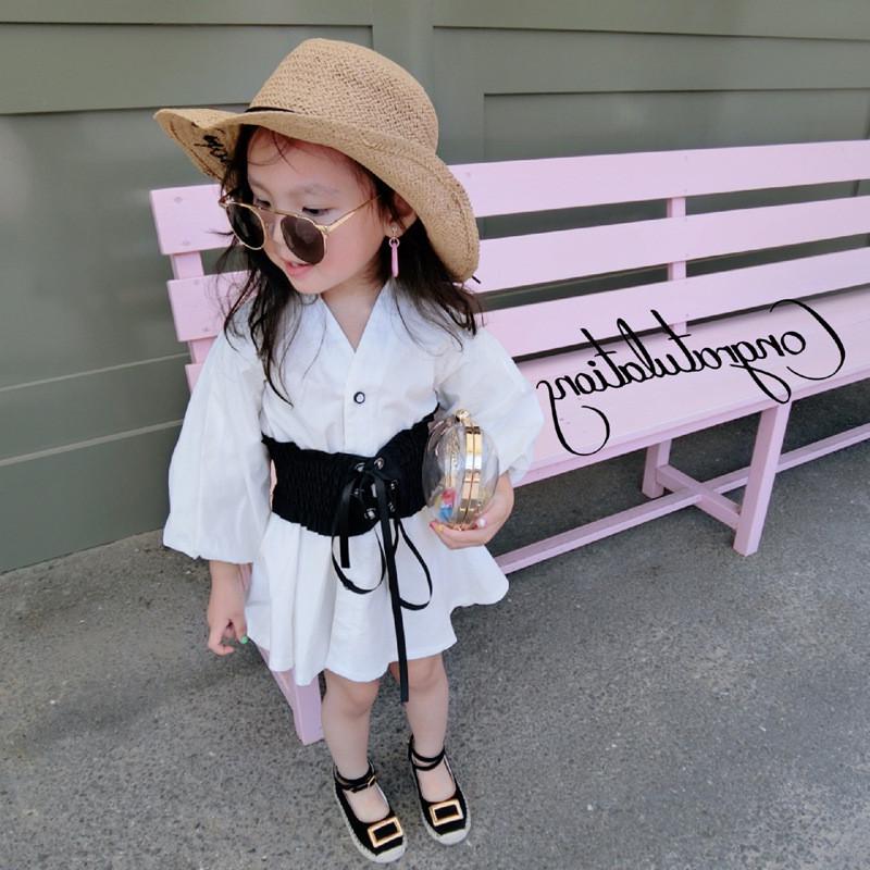 Very Fish Spring Collection: Girls Long-Sleeve Waist-Cinching Dresses AB115 120 белый