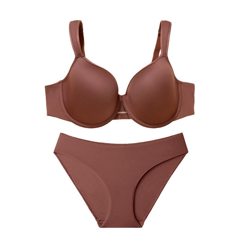 

Бюстгальтеры, которые делают грудь меньше, предотвращающие провисание, пуш-ап с полным покрытием чашек, дышащие бесшовные трусики, комплекты нижнего белья больших размеров 95G темно-коричневого