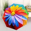 Automatic Folding Umbrella Colorful daisy with water droplets. Portable collapsible design, casual outdoor accessory, Christma