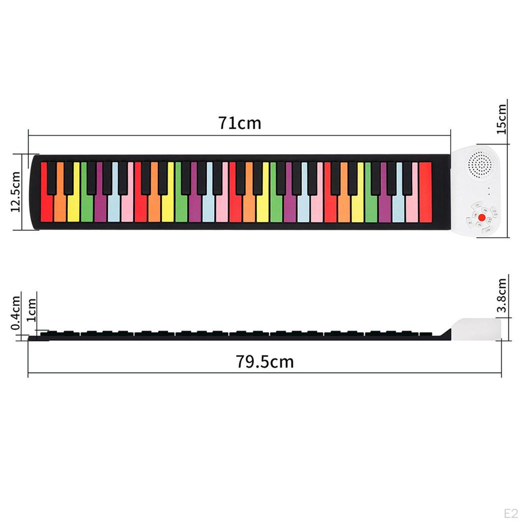 49 Key Flexible Roll up Piano Digital Music Keyboard Electric Hand Rainbow