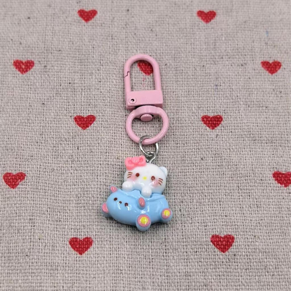 Versatile Cute Cartoon Cat Resin Pendant Backpack Charm for Students and Kids Keychain
