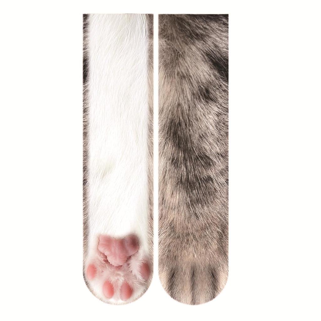 3D Tierpfoten Wadenlange Socken - Cartoon-Druck, Lustiges Huf-Design für Erwachsene, Katzen- & Hunde-Stile