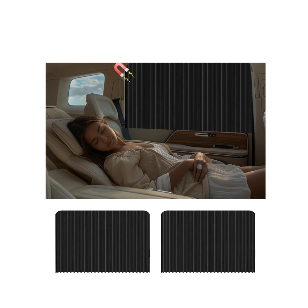 

2 Pack Car Window Shade Car Side Window Sun Shade Back Seat Car Curtain Pleated Silky UV Protection Privacy Baby Suction Magnetic