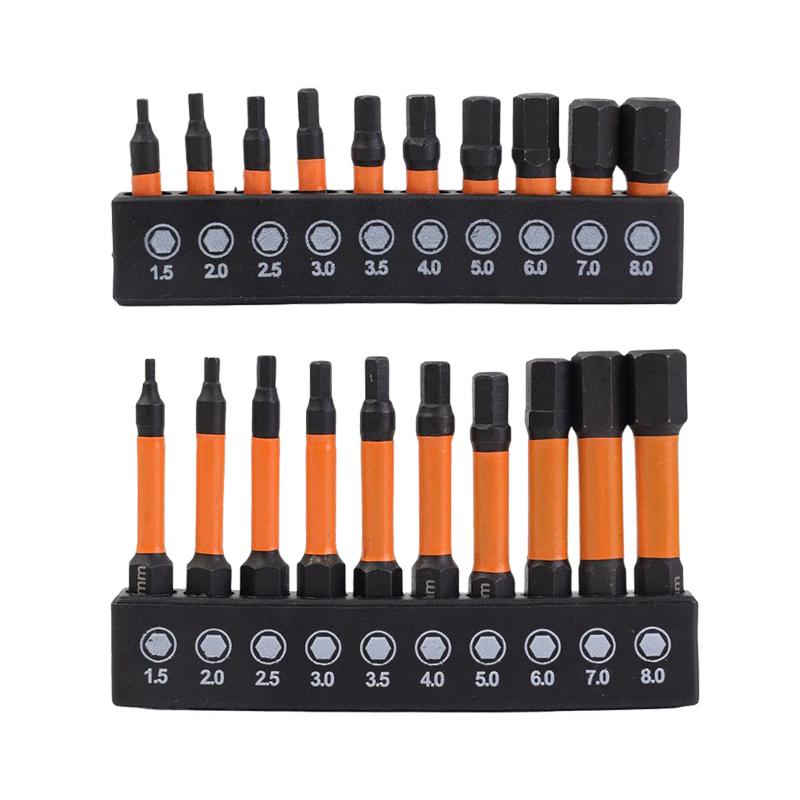 S2 Steel Screwdriver Hex Head Bits Metric Magnetic Allen Wrench Drill Bit Set with Holder Power Tools Impact Driver Bits 25/50mm