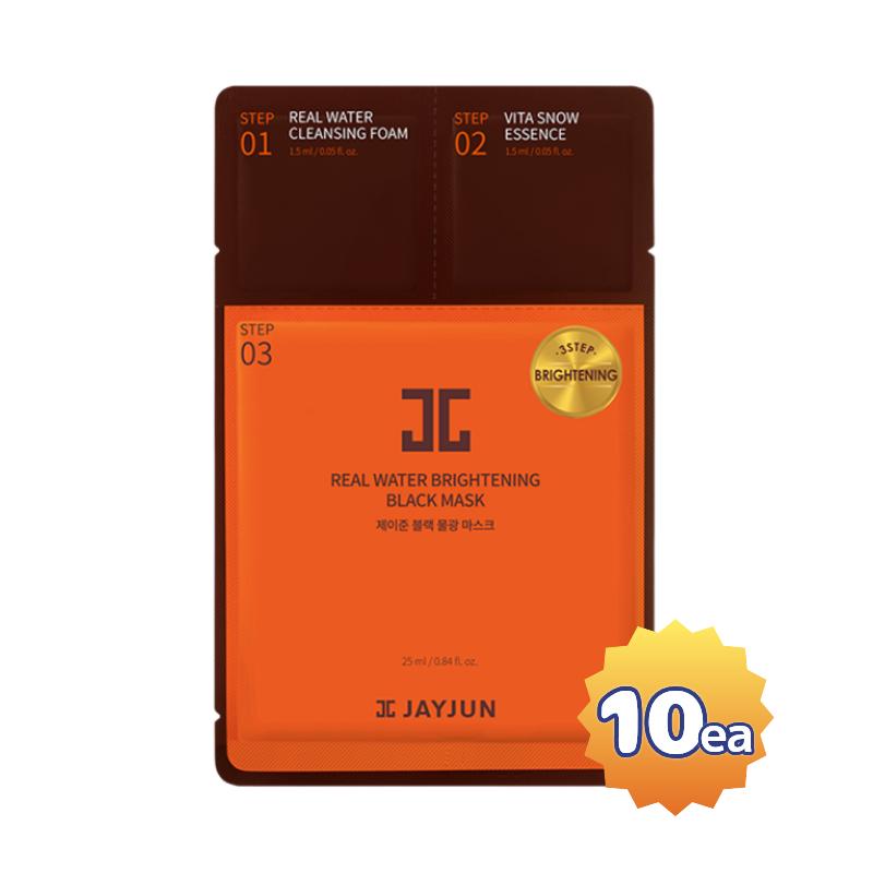 [Jayjun] Cosmetic Black Real Water Brightening Elasticity Mask 3-STEP (25ml x 10pcs)