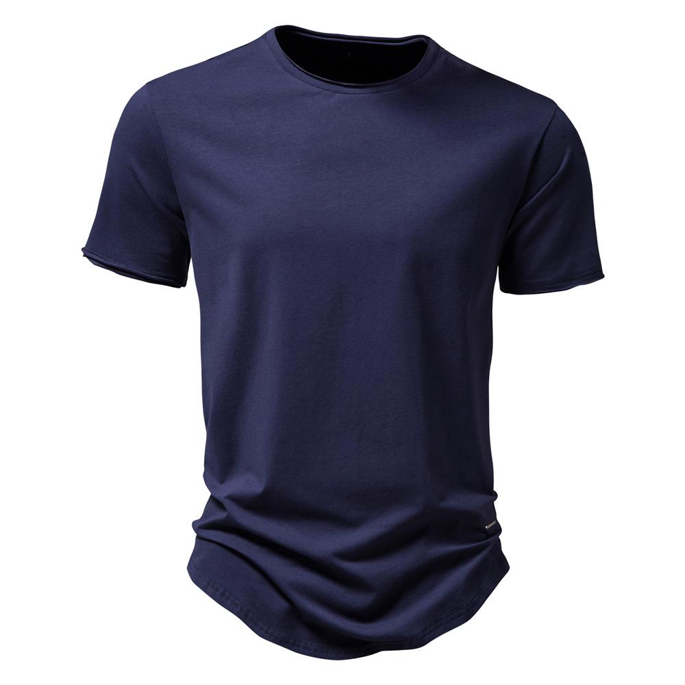 Summer new solid color short-sleeved men s T-shirt casual tops round neck cotton T-shirt S 2649₽