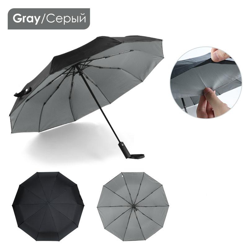 

Ветрозащитный двойной автоматический складной зонт женский мужской десятикостный автомобиль Роскошные большие деловые зонты мужские дождевые женские подарочные зонтики серый