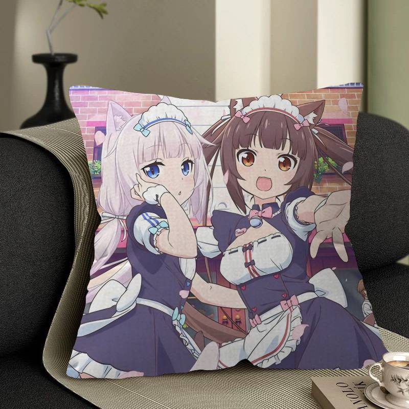 Nekopara Cat Girl Stitch Lucky Dragon Pillow Cover Sofa Cushion Cover Home Room Decoration Children Gift