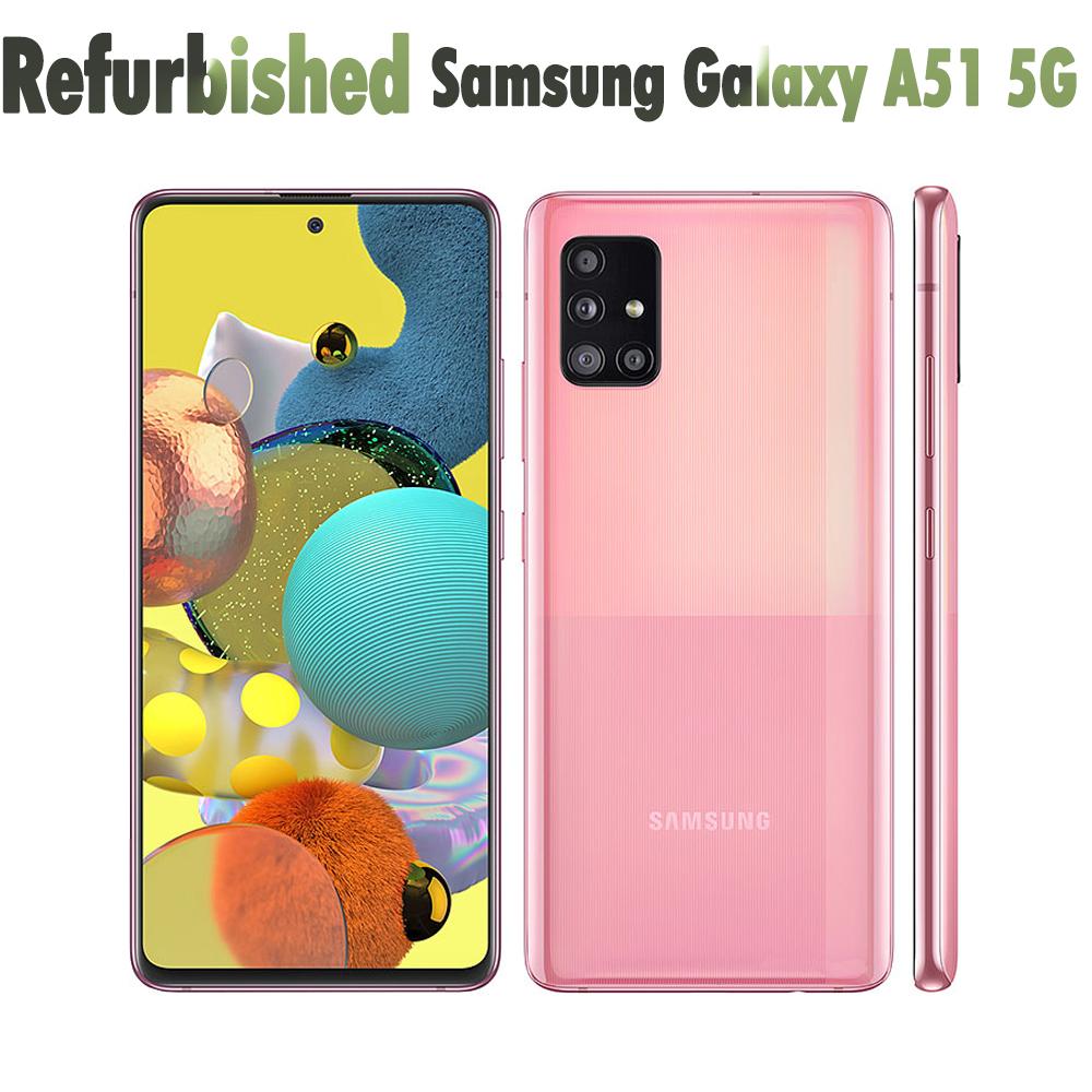 Samsung 95% nieuw Gereviseerde  Galaxy A51 5G A516U Origineel Ontgrendeld Octa-core 4GB RAM 128GB ROM 48MP 6.5'' 4500mAh Smartphone 8GB+128GB Simple Set zwart