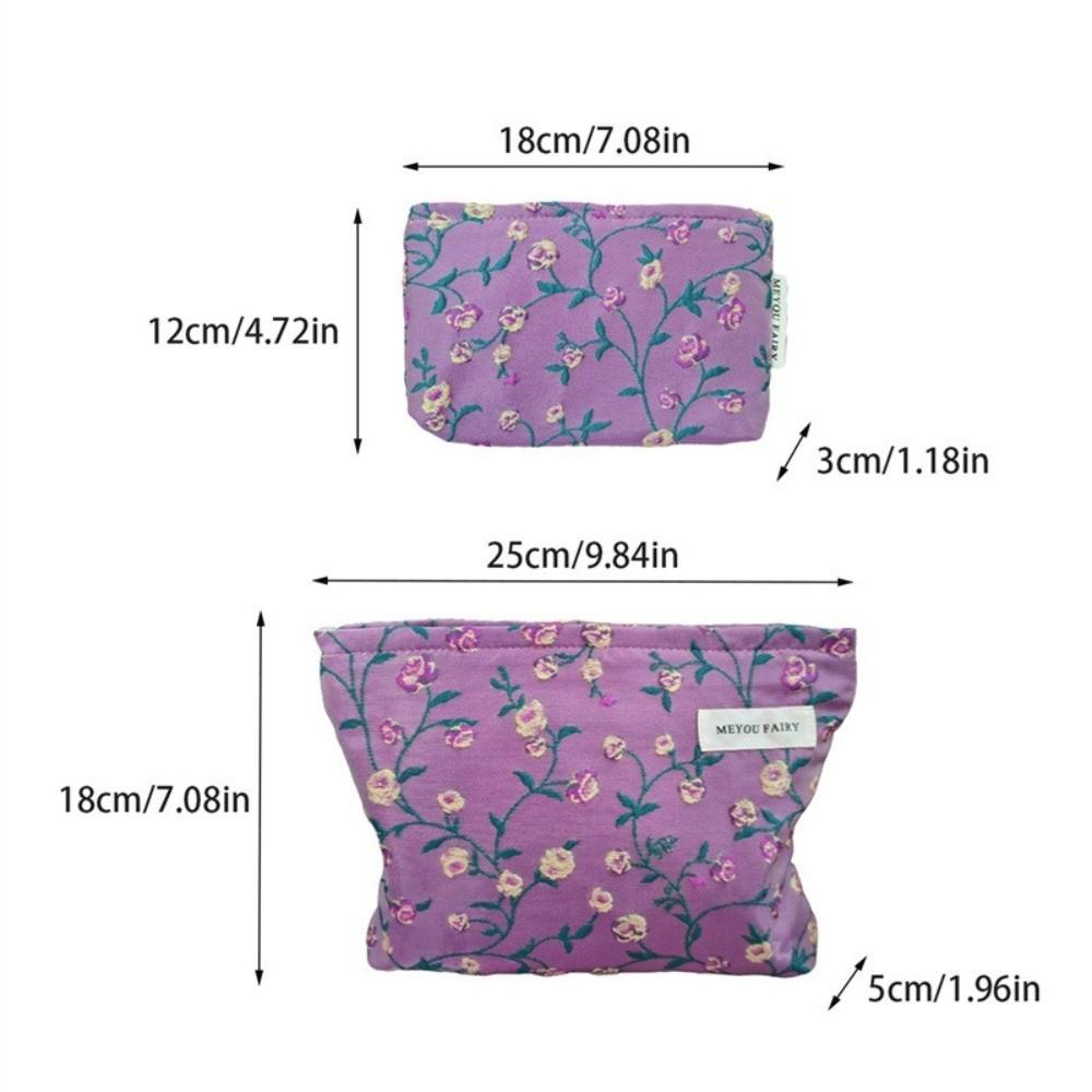 Portable Flower Pattern Makeup Bag Large Capacity Zipper Closure Cosmetic Storage Pouch Cosmetic Bag Travel Toiletry Pouch
