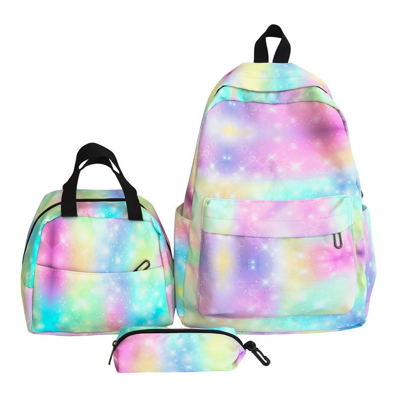 Cute Printed Lightweight Backpack 2024 New Niche Versatile Multi-piece Set Schoolbag Large-capacity Middle School Student Backpack