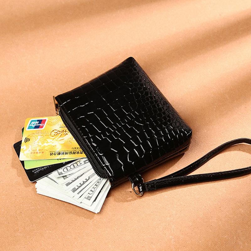 Mini Women'S Wallet Crocodile Print Short Zipper Wrist Small Coin Bag Fashion Retro Pu Leather Ladies Card Holder Coin Purses