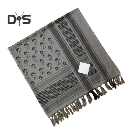 

Хлопковый шарф с рисунком черепа и отделкой из кисточек, утолщенный, защита от ветра и песка, унисекс, квадратный шарф, универсальный платок для головы серый