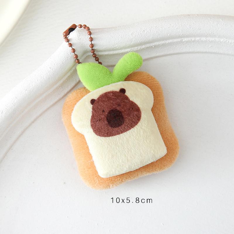 Creative Soft Stuffed Burger Animal Capybara Plush Doll Key Chain Toy Cartoon Bag Car Pendant Toast Keyring