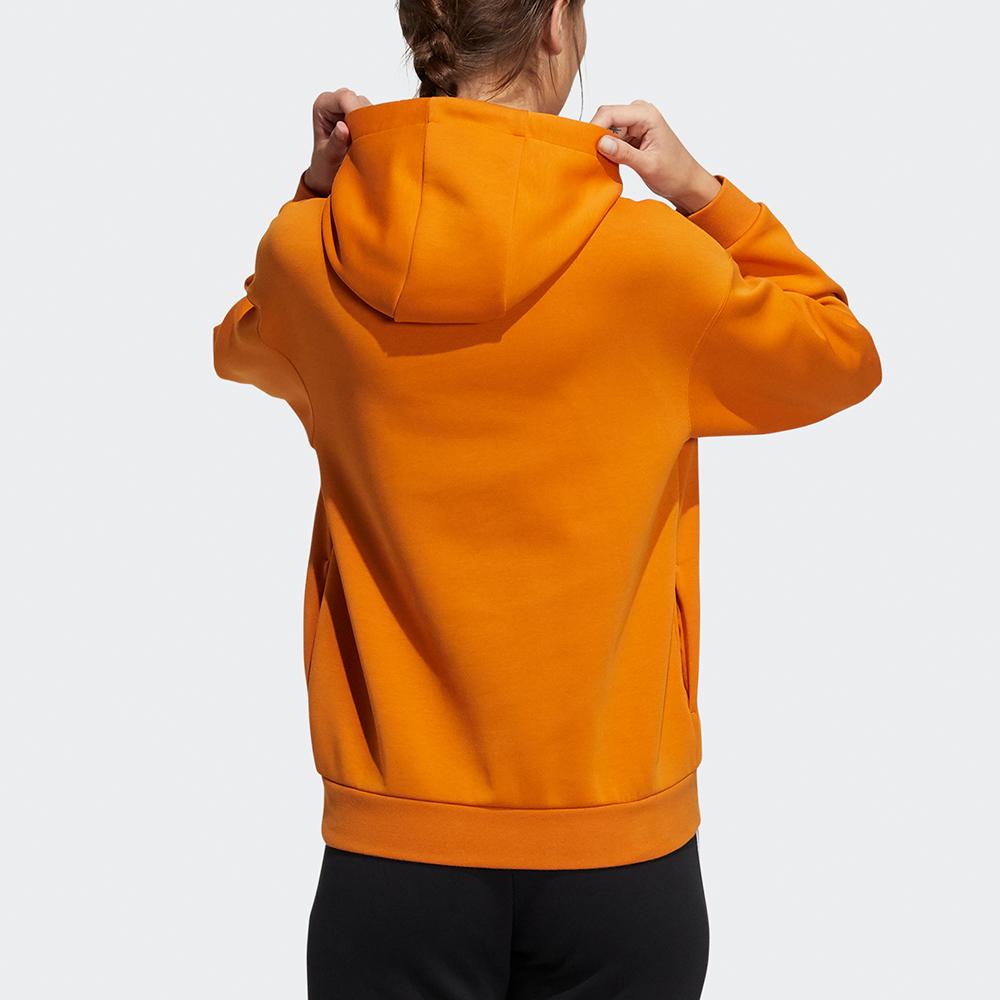 Adidas Logo Print Sports Hoodie Women Tops Orange HB7361
