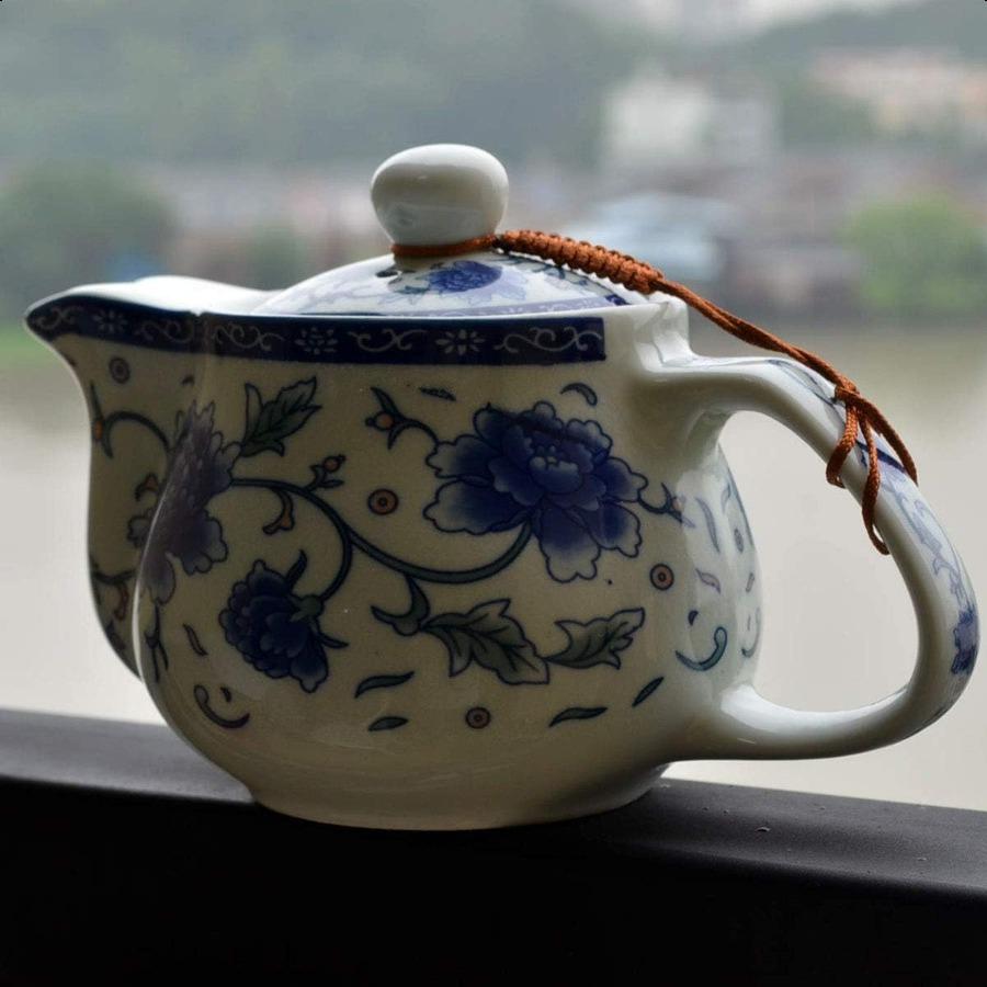 

Чайник 500 мл Сине-белый Пион Фарфоровый чайник Нержавеющий инфузор Цветок Мудань 500 мл United States