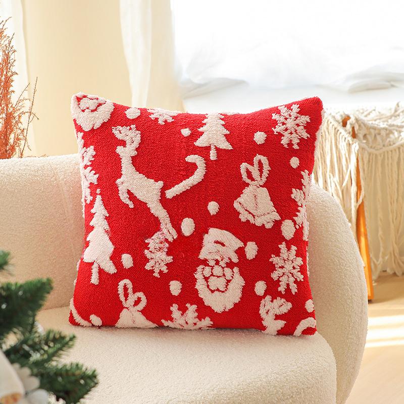 45X45Cm Christmas Red Throw Pillow Cover Snowflake Plush Cushion Cover Christmas Party Decor Home Decorative Pillowcase