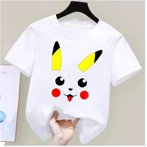 Anime Pokémon Jungen Mädchen T-Shirt Baumwolle Retro Unisex Baumwoll-T-Shirt für Damen Oberteile Lässig Locker Kurzarm Paar Y2k