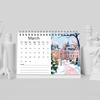 1pc, 2026 Hand-Painted Travel Desk Calendar, Landscape Series, 12Designs, Desk Calendar (Suitable As) Birthday, Christmas, Gifts