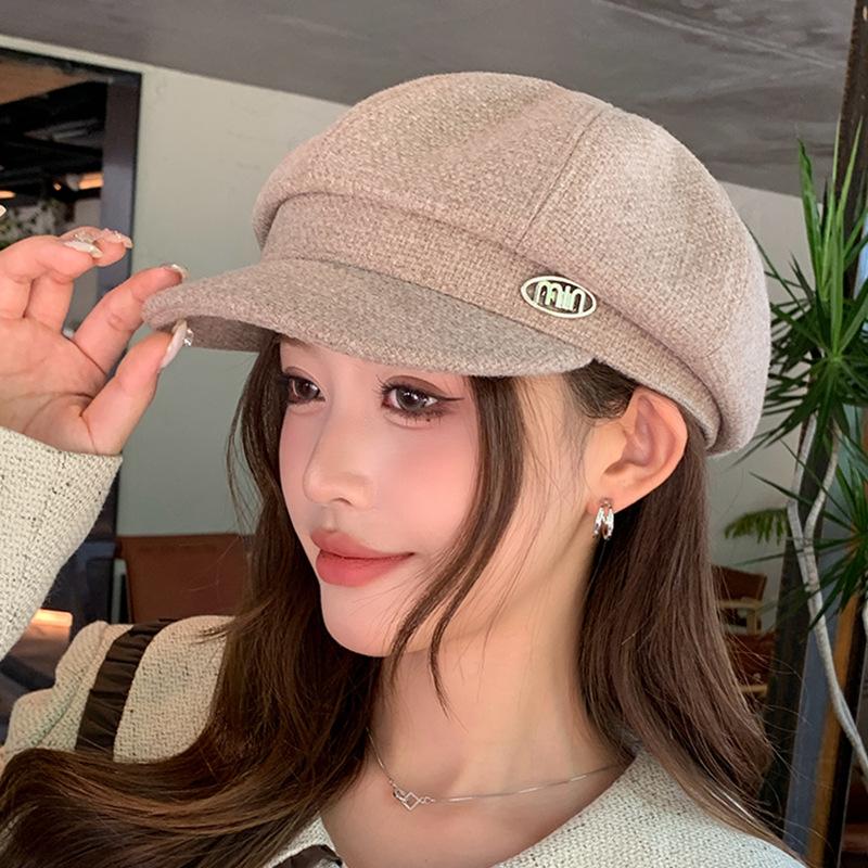 

Элегантная женская восьмиугольная кепка Newsboy с винтажными надписями — теплая и стильная для осени/зимы, влагоотводящий полиэстер ONE SIZE