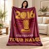 Cleveland Cavaliers Custom Name Fleece Blanket Personalized Soft Cozy Throw Blanket Customized Gift for Birthday Christmas