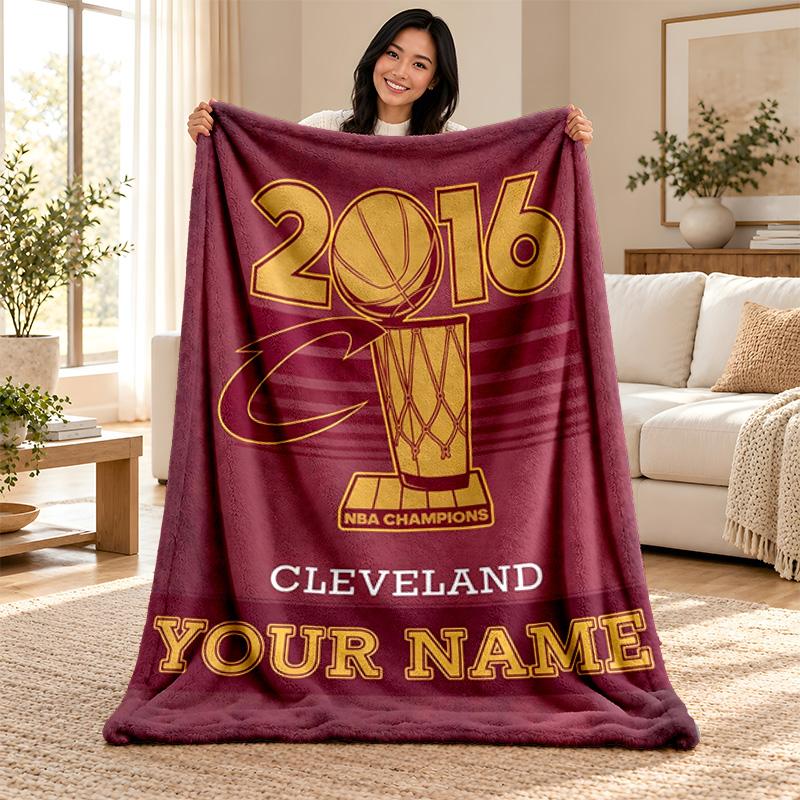Cleveland Cavaliers Custom Name Fleece Blanket Personalized Soft Cozy Throw Blanket Customized Gift for Birthday Christmas