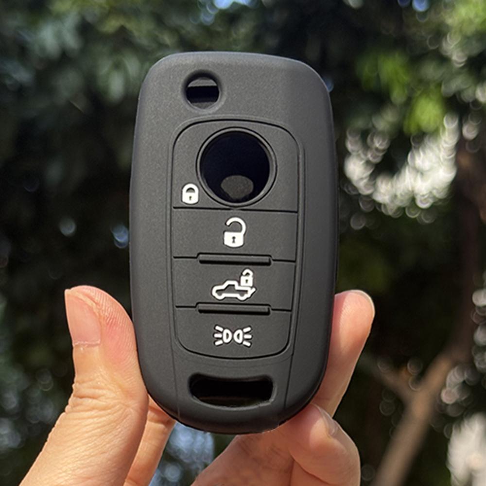 A Set Keychain Case For Fiat Argo Cronos Toro Pulse Tipo Freedom 500X Remote Protection Keyless Accessories Silicone