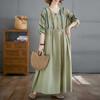 Cotton and Linen Summer Patchwork Retro Style Dress Long Skirt