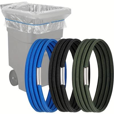 Correas Elásticas de Colores para Cubo de Basura Paquete de 3 Fijador Seguro para Bolsas de Basura para Contenedores de 13 a 96 Galones en Casa, Oficina, Escuela y Exteriores